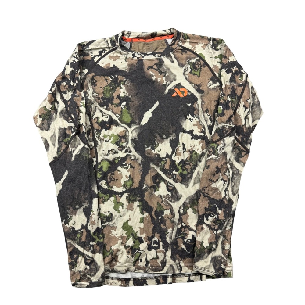 First Lite Shirt Men Small Camo Merino Wool Aerowool Wick Ultralight Hunting